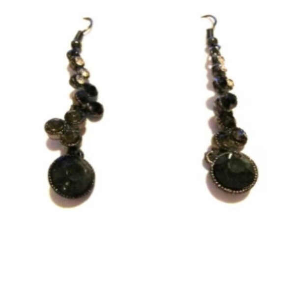 GUN METAL DANGLE EARRINGS - Picture 4 of 5